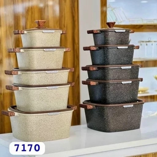 سرویس قابلمه گرانیتی مربع برند زیو ترکیه 10پارچه