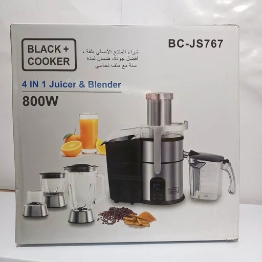 آبمیوه گیری چهارکاره بلک کوکر مدلBs-Js767 با توان مصرفی800وات