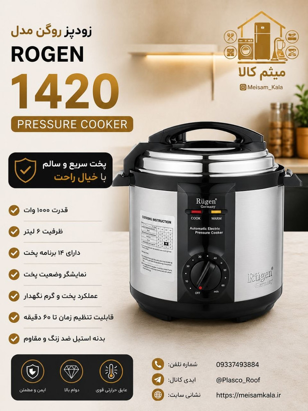 زودپز آنالوگ 10 کاره برند روگن آلمان مدل Rugen RU-1420