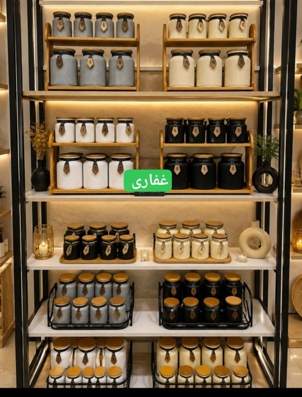 سرویس بانکه ادویه ۶ پارچه بلور با پایه چوبی